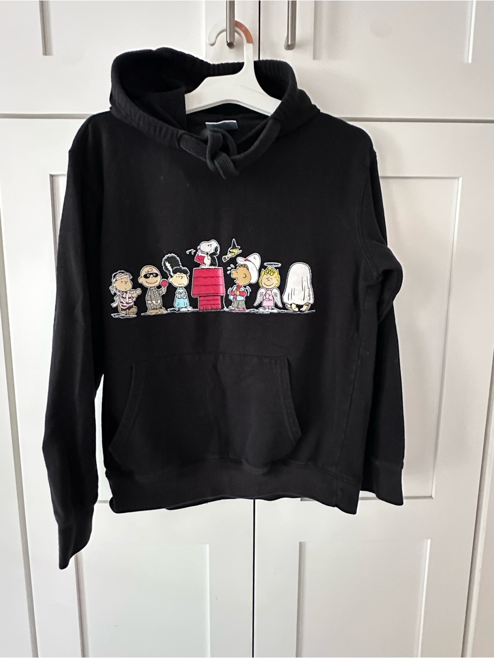 Peanuts Black Kids Hoodie with Peanuts Character Row Graphic XL